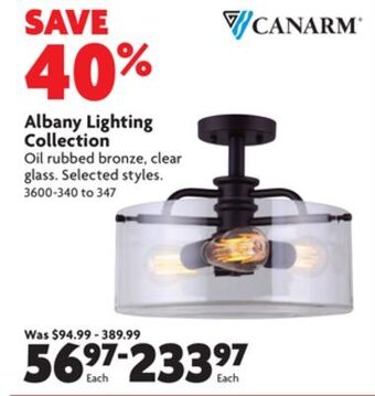 Home Hardware Albany lighting collection offer