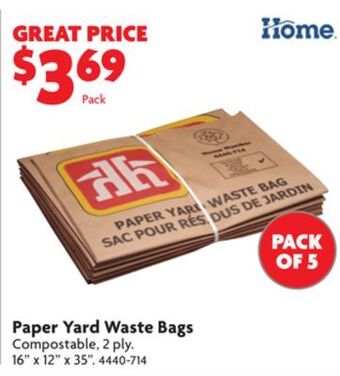 Home Hardware Paper yard waste bags offer