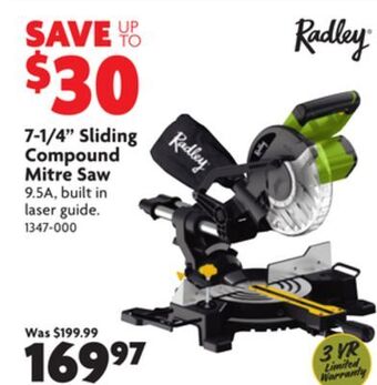 Home Hardware 7-1/4" sliding compound mitre saw offer