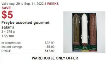 Costco Freybe Assorted Gourmet Salami offer