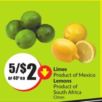 FreshCo Limes product of mexico lemons product of south africa offer
