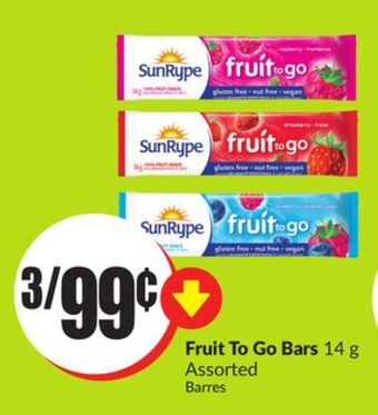 FreshCo Fruit to go bars 14 g assorted offer