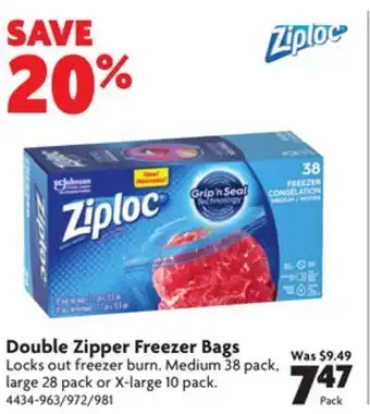 Home Hardware Double zipper freezer bags offer