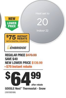 Home Depot Google nest™ thermostat - snow offer