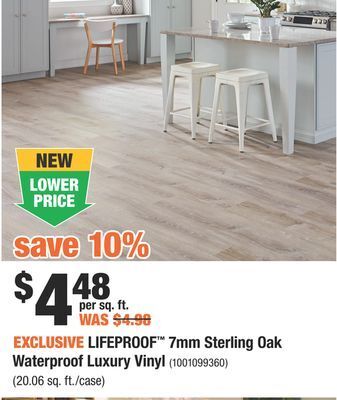 Home Depot Lifeproof™ 7mm sterling oak waterproof luxury vinyl offer