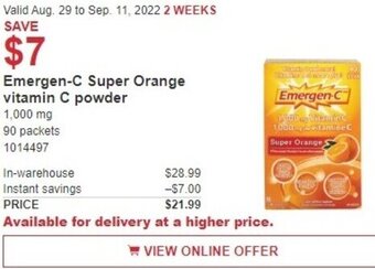 Costco Emergen-C Super Orange Vitamin C Powder offer