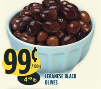 Marché Adonis Lebanese black olives offer