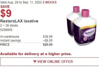 Costco RestoraLAX Laxative offer