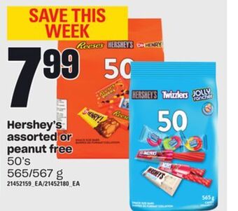 Zehrs Markets Hershey's assorted or peanut free, 50's 565/567 g offer