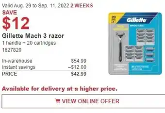 Costco Gillette Mach 3 Razor offer
