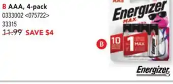 RONA Energizer aaa, 4-pack offer