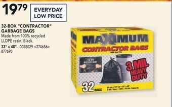 RONA Maximum 32-box "contractor" garbage bags 33" x 48" offer