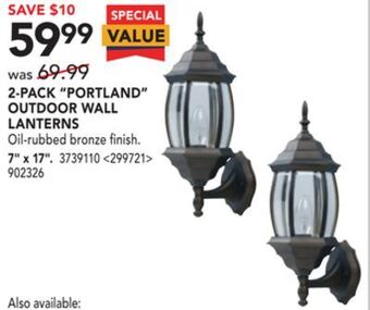 RONA Canarm 2-pack "portland" outdoor wall lanterns 7" x 17" offer
