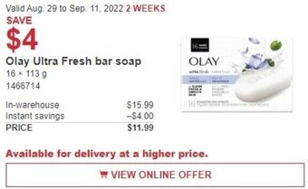 Costco Olay Ultra Fresh Bar Soap offer