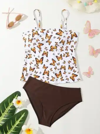 SheIn Teen girls random butterfly print bikini swimsuit offer