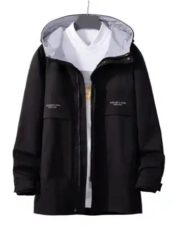 SheIn Men 1pc letter graphic hooded jacket offer