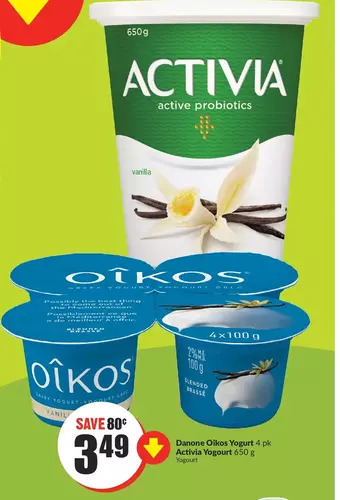 FreshCo Danone oikos yogourt | activia yogourt offer