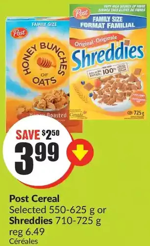 FreshCo Post cereal or shreddies offer