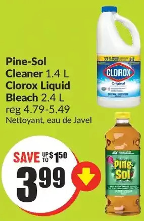 FreshCo Pine-sol cleaner | clorox liquid bleach offer