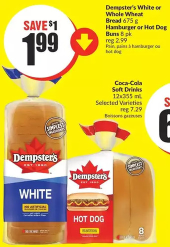 FreshCo Dempster's white or whole wheat bread | hamburger or hot dog buns offer