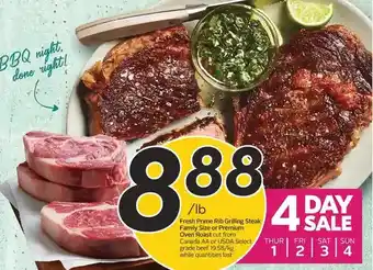 Sobeys Fresh prime rib grilling steak family size or premium oven roast offer