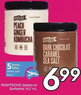 Sobeys Righteous gelato or sorbetto offer