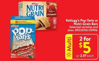 Walmart Kellogg's pop-tarts or nutri-grain bars offer