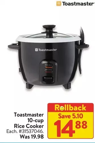 Walmart Toastmaster 10-cup rice cooker offer