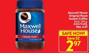 Walmart Maxwell house original roast instant coffee offer