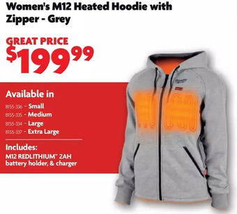Home Hardware Women's m12 heated hoodie with zipper - grey offer