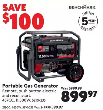 Home Hardware Portable gas generator: 212cc | 457cc offer