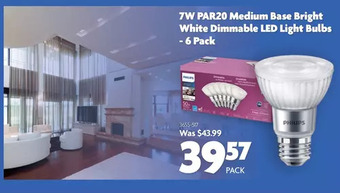 Home Hardware 7w par20 medium base bright white dimmable led light bulbs - 6 pack offer