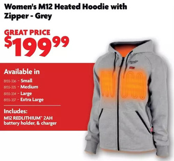 Home Hardware Women's m12 heated hoodie with zipper - grey offer