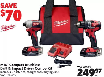 Home Hardware M18 compact brushless drill & impact driver combo kit offer