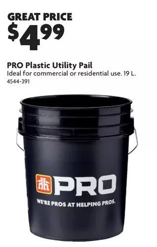 Home Hardware Pro plastic utility pail offer