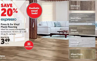 Home Hardware Press & go vinyl plank flooring offer