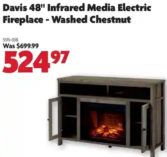 Home Hardware Davis 48" infrared media electric fireplace - washed chestnut offer