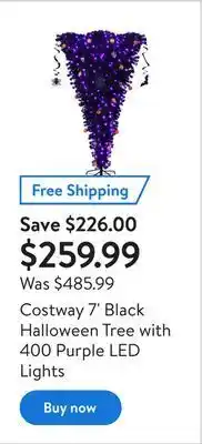 Walmart Costway 7' black halloween tree with 400 purple led lights offer