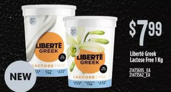 Loblaws Liberte greek lactose free offer