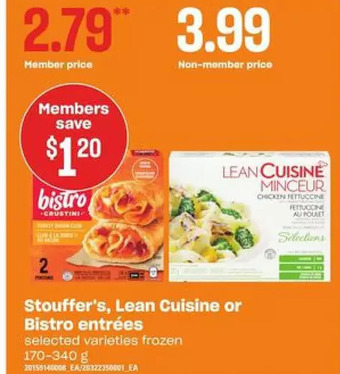 Loblaws Stouffer's, lean cuisine or bistro entrees offer