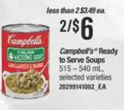 Independent Grocer Campbell's ready to serve soups offer