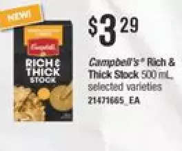 Independent Grocer Campbell's rich & thick stock offer