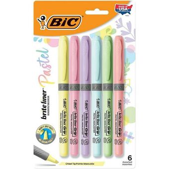 Staples Bic brite liner grip pastel highlighters - 6 pack offer