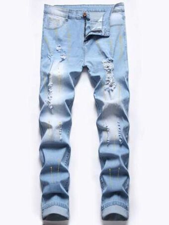 SheIn Romwe guys graphic print ripped jeans offer