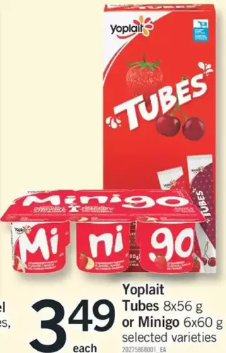 Fortinos Yoplait tubes or minigo offer