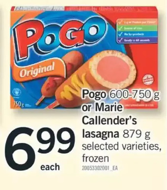 Fortinos Pogo or marie callender's lasagna offer