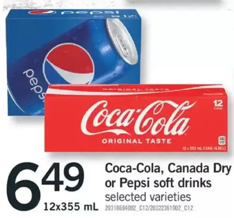 Fortinos Coca-cola, canada dry or pepsi soft drinks offer