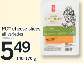 Fortinos Pc cheese slices offer