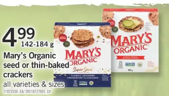 Fortinos Mary's organic seed or thin-baked crackers offer