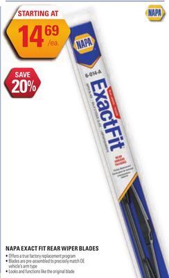 NAPA Auto Parts Napa exact fit rear wiper blades offer